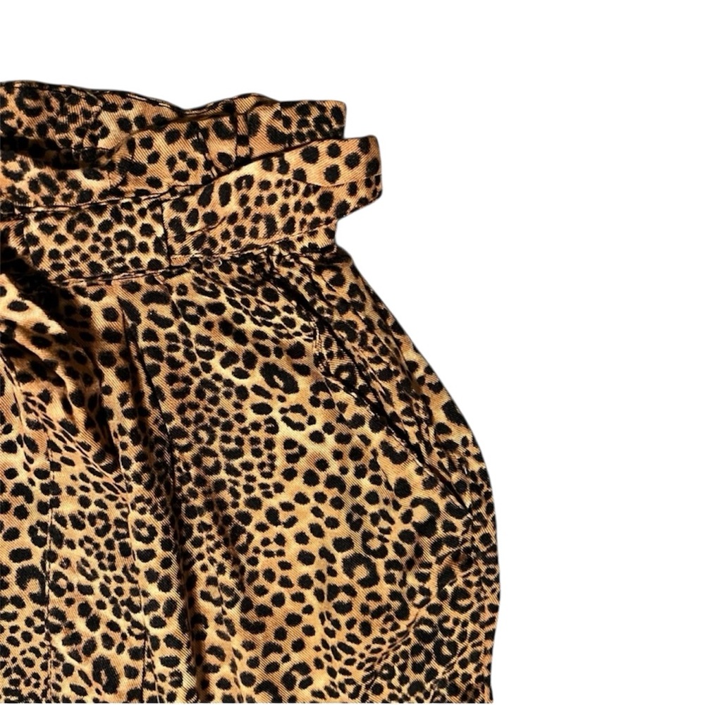 H&M Tan Black Cheetah Leopard Print Mini Skirt with Belted Cinched Waist Size 2 - Picture 3 of 4